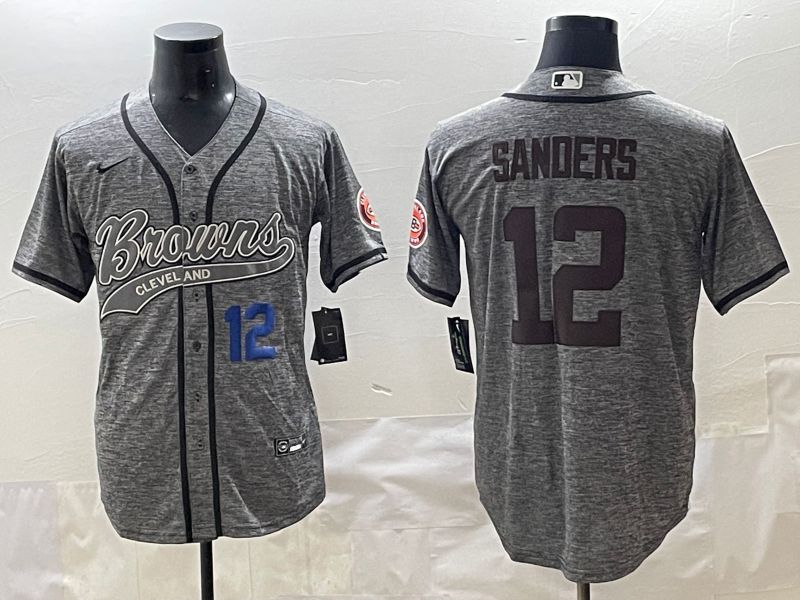 Men 2025 Cleveland Browns #12 Sanders Grey Joint Name Nike Limited NFL Jersey style 6->cleveland browns->NFL Jersey